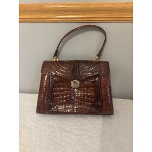Genuine Crocodile Leather -Gold Accent Handbag Slightly Used Vintage